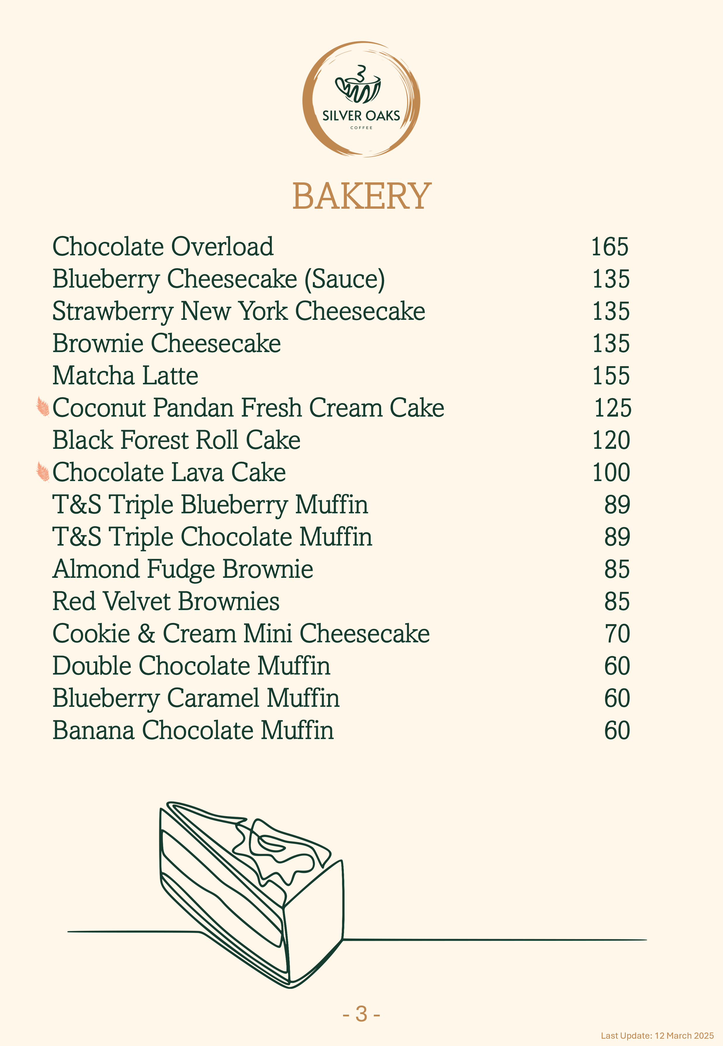 Silver Oaks Coffee Menu Page 3